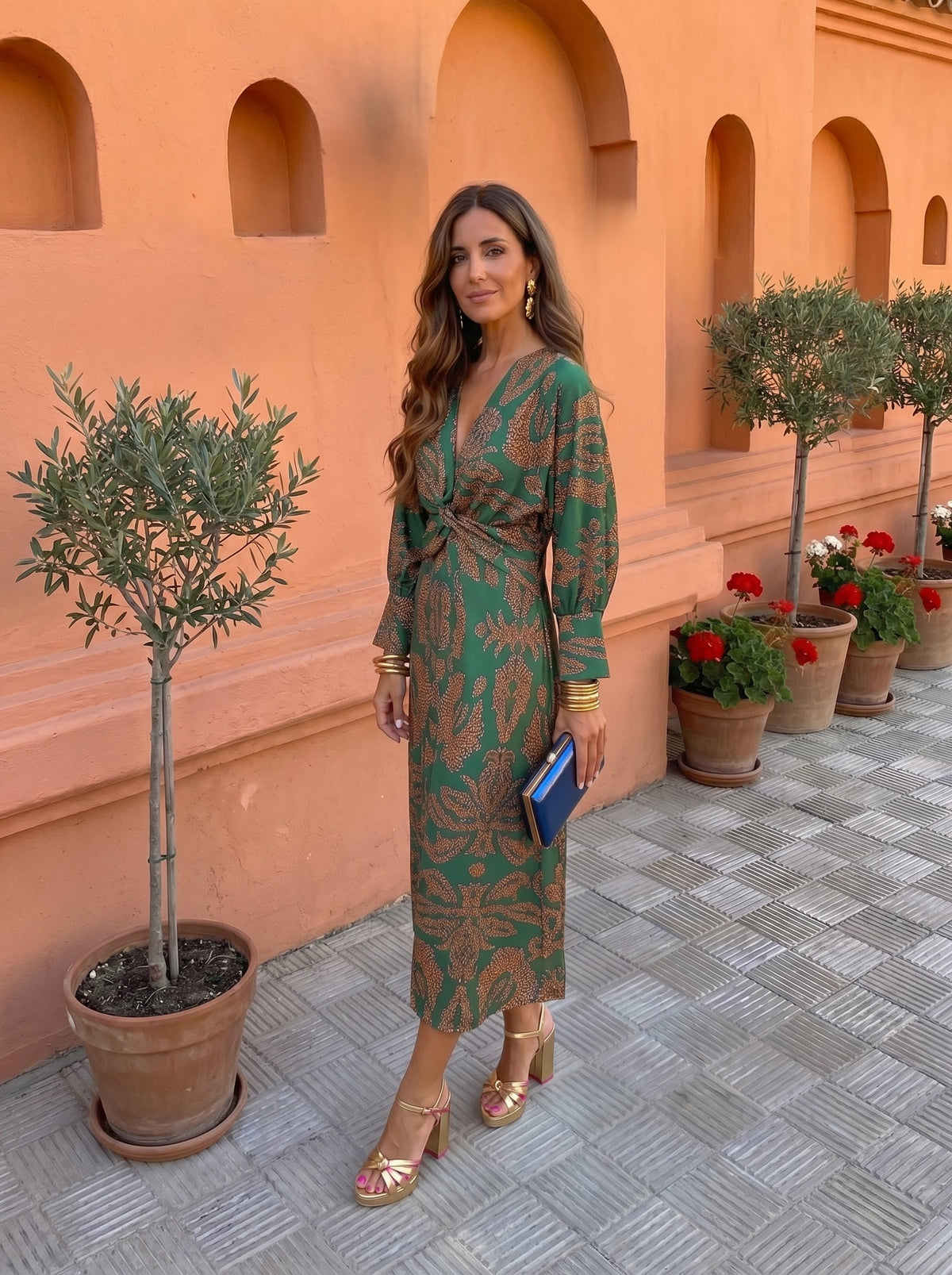 VESTIDO MIDI CON ESTAMPADO