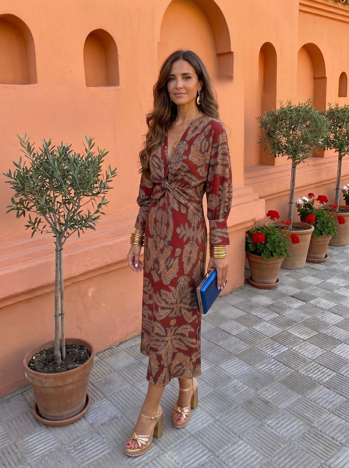 VESTIDO MIDI CON ESTAMPADO
