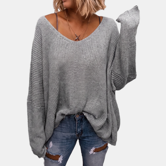 VESNA - JERSEY DE CANALÉ CON MANGAS MURCIÉLAGO Y ESCOTE EN V