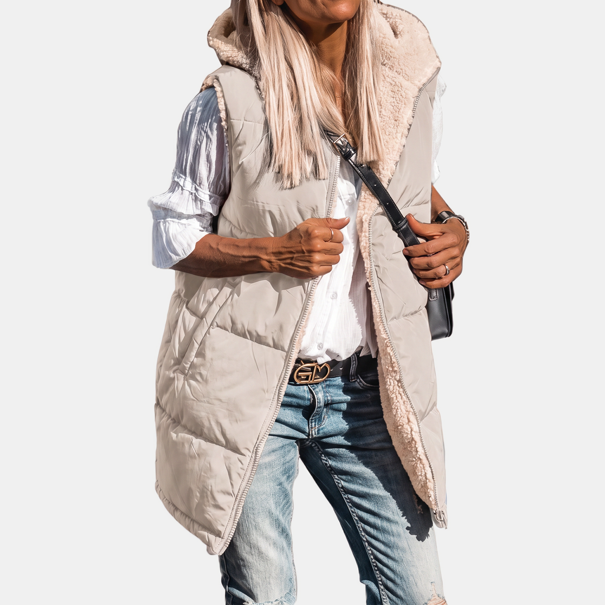 SVEA - CHALECO ACOLCHADO REVERSIBLE CON BORREGUITO