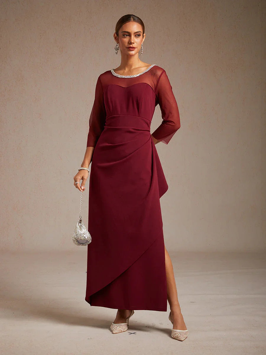VESTIDO MIDI ENTALLADO CON DRAPEADO