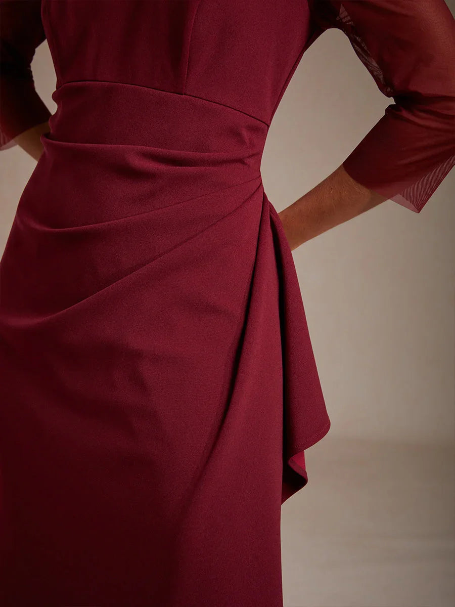 VESTIDO MIDI ENTALLADO CON DRAPEADO