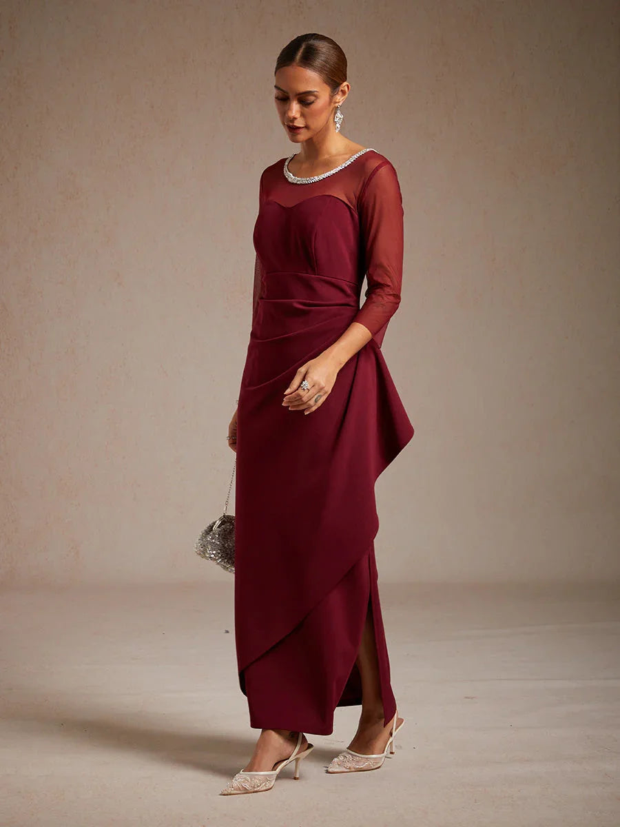 VESTIDO MIDI ENTALLADO CON DRAPEADO