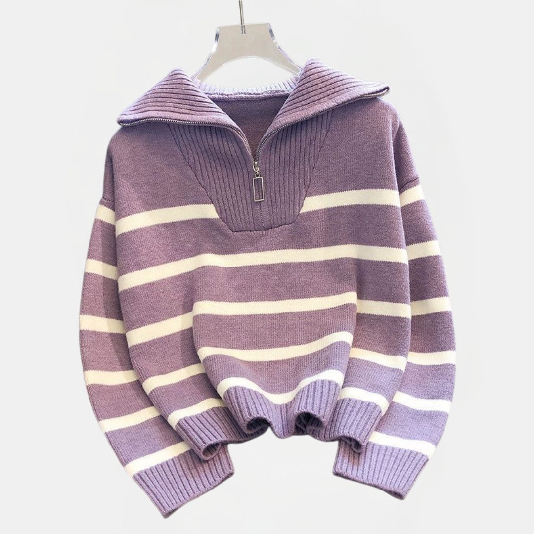 RONJA - JERSEY DE RAYAS CON MEDIA CREMALLERA