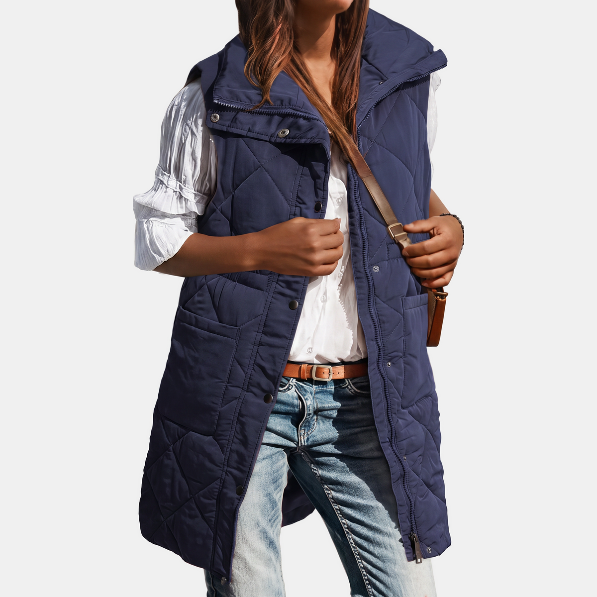 VINTRA - CHALECO ACOLCHADO MIDI CON CAPUCHA