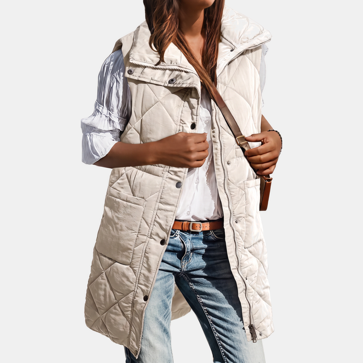 VINTRA - CHALECO ACOLCHADO MIDI CON CAPUCHA