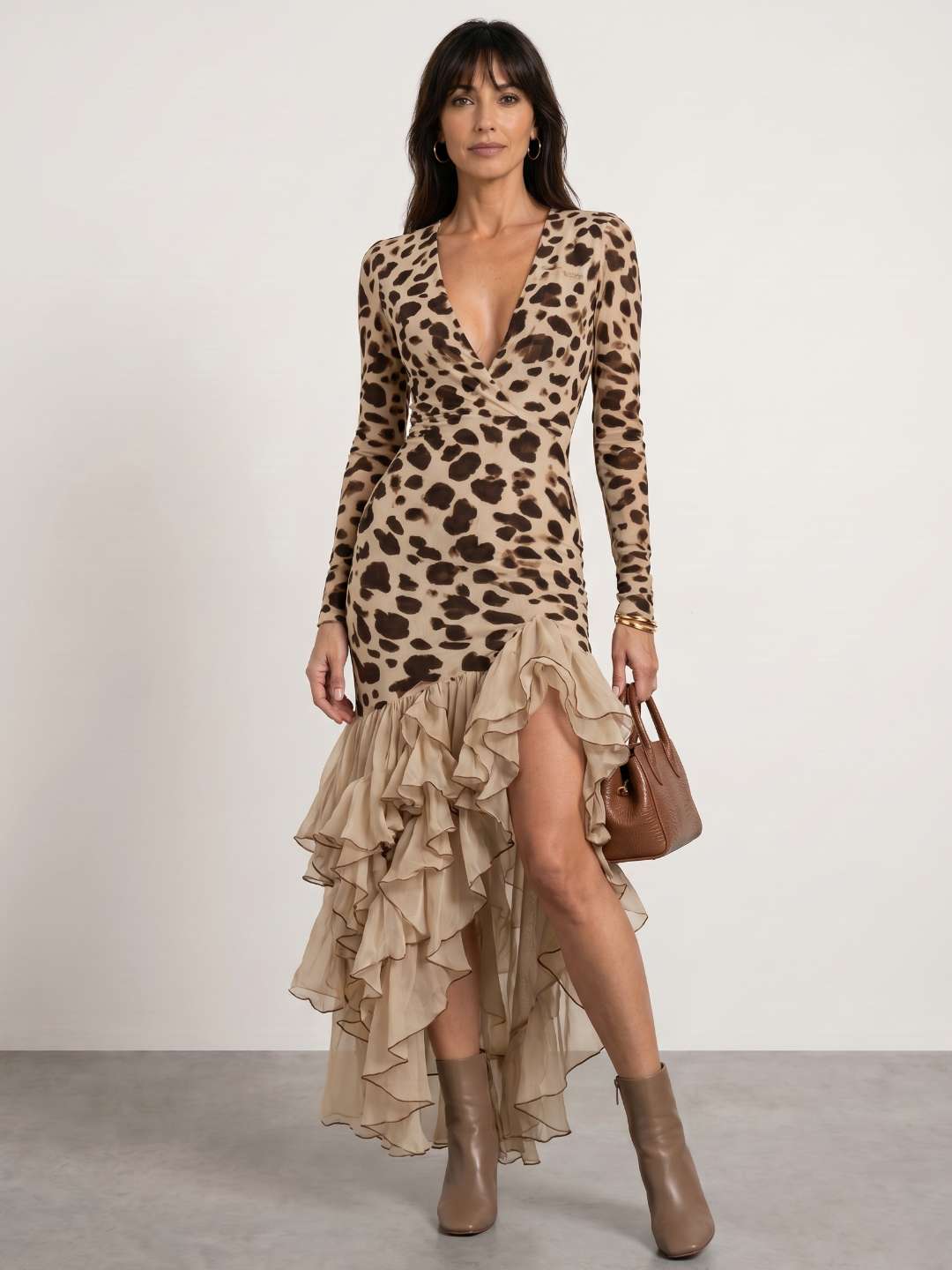 VESTIDO ANIMAL PRINT CON VOLANTES