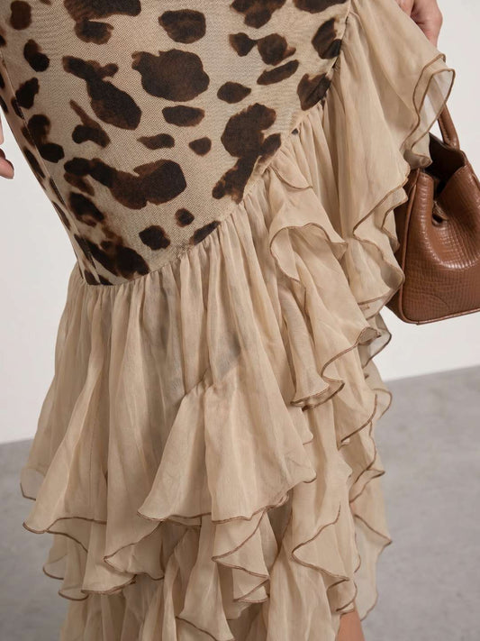 VESTIDO ANIMAL PRINT CON VOLANTES