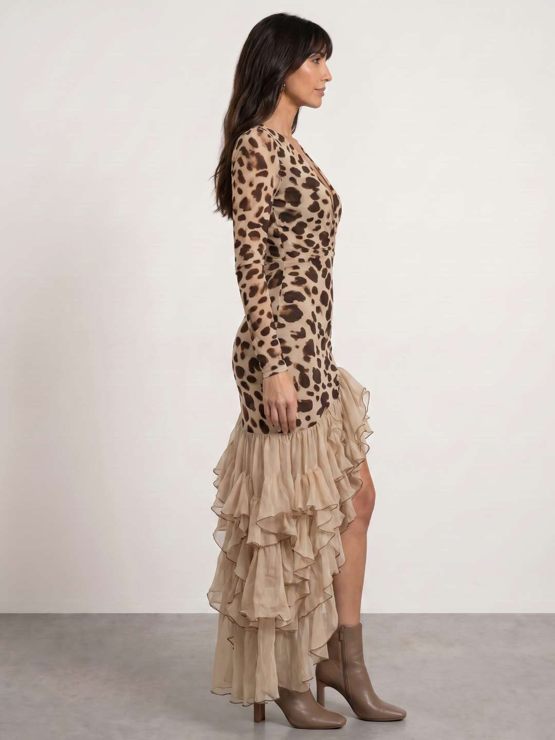 VESTIDO ANIMAL PRINT CON VOLANTES