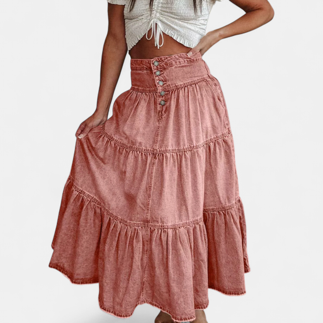 SONORA - FALDA MIDI VAQUERA DE CAPAS