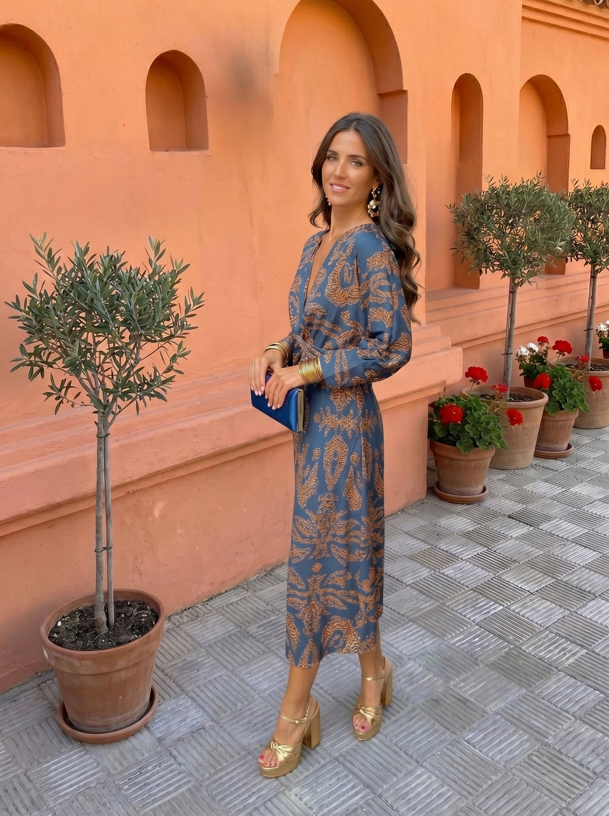 VESTIDO MIDI CON ESTAMPADO