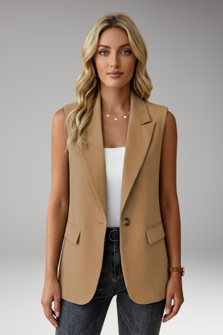 GISELE - CHALECO BLAZER SIN MANGAS CON BOLSILLOS