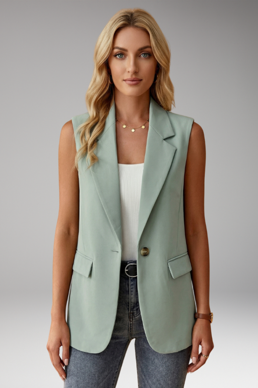 GISELE - CHALECO BLAZER SIN MANGAS CON BOLSILLOS