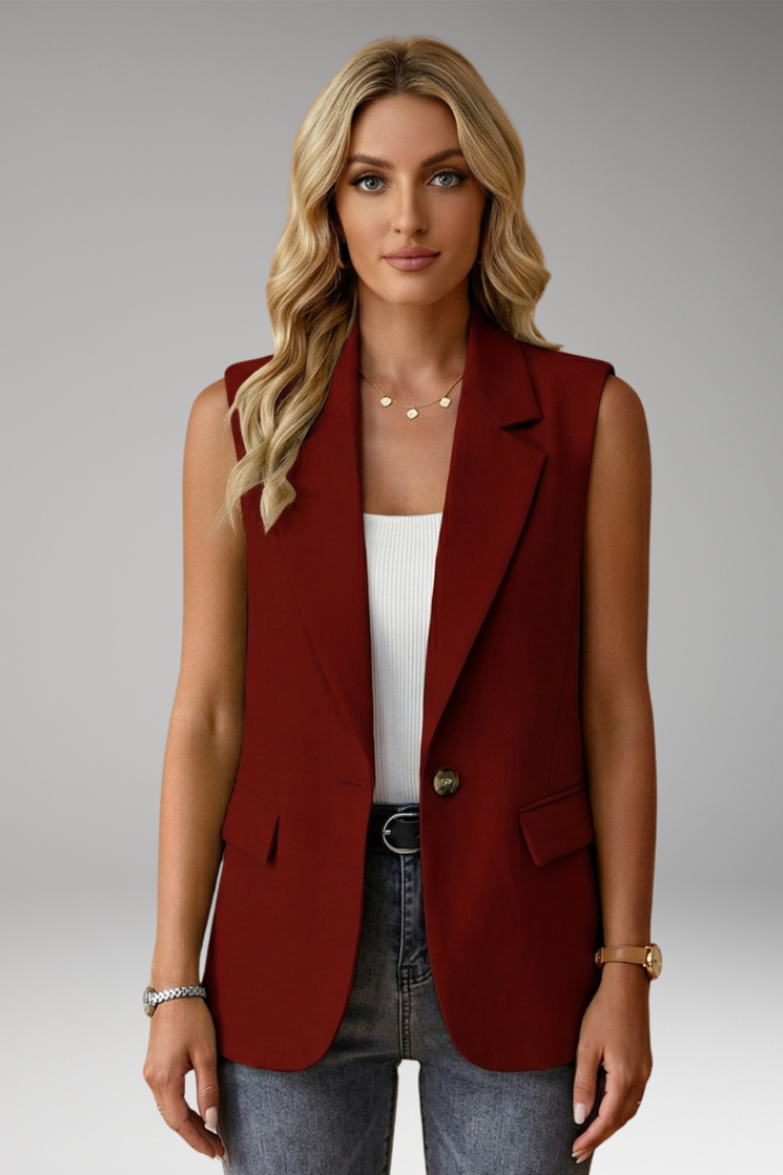 GISELE - CHALECO BLAZER SIN MANGAS CON BOLSILLOS