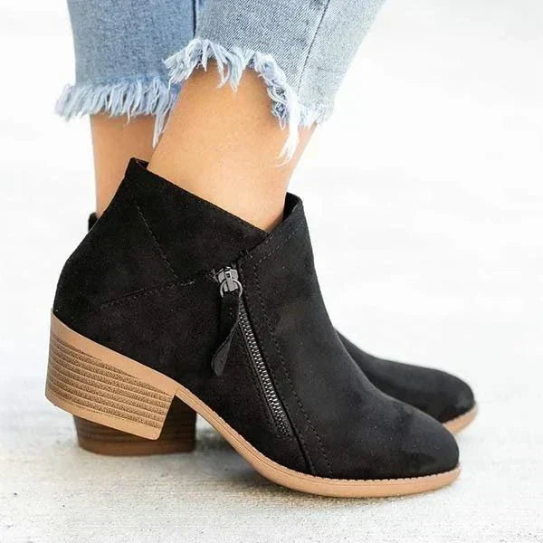 MONA - BOTINES DE TACÓN BAJO CON CREMALLERA