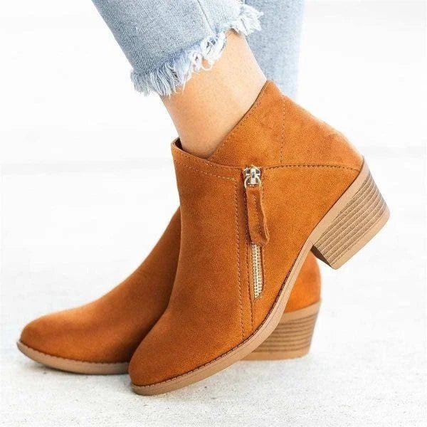 MONA - BOTINES DE TACÓN BAJO CON CREMALLERA