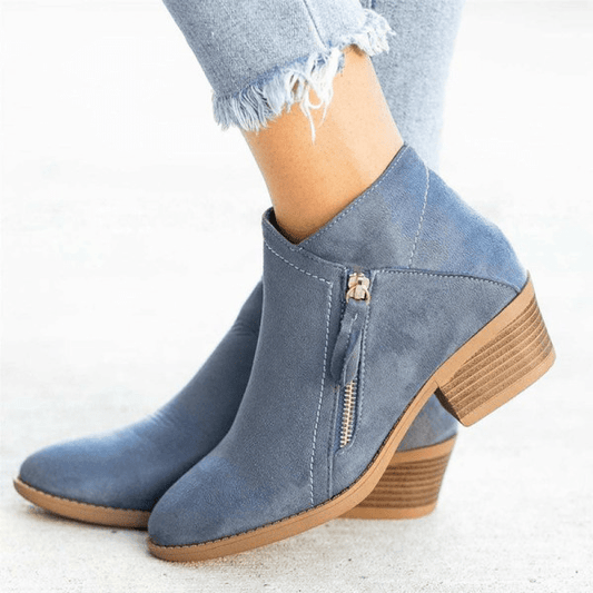 MONA - BOTINES DE TACÓN BAJO CON CREMALLERA