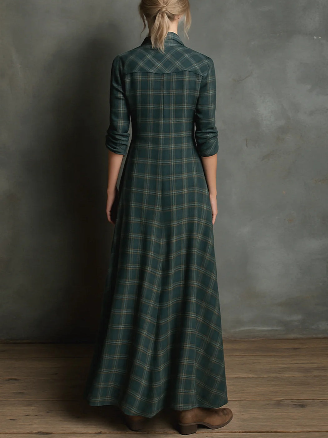 VIOLAINE - VESTIDO CAMISERO LARGO DE CUADROS