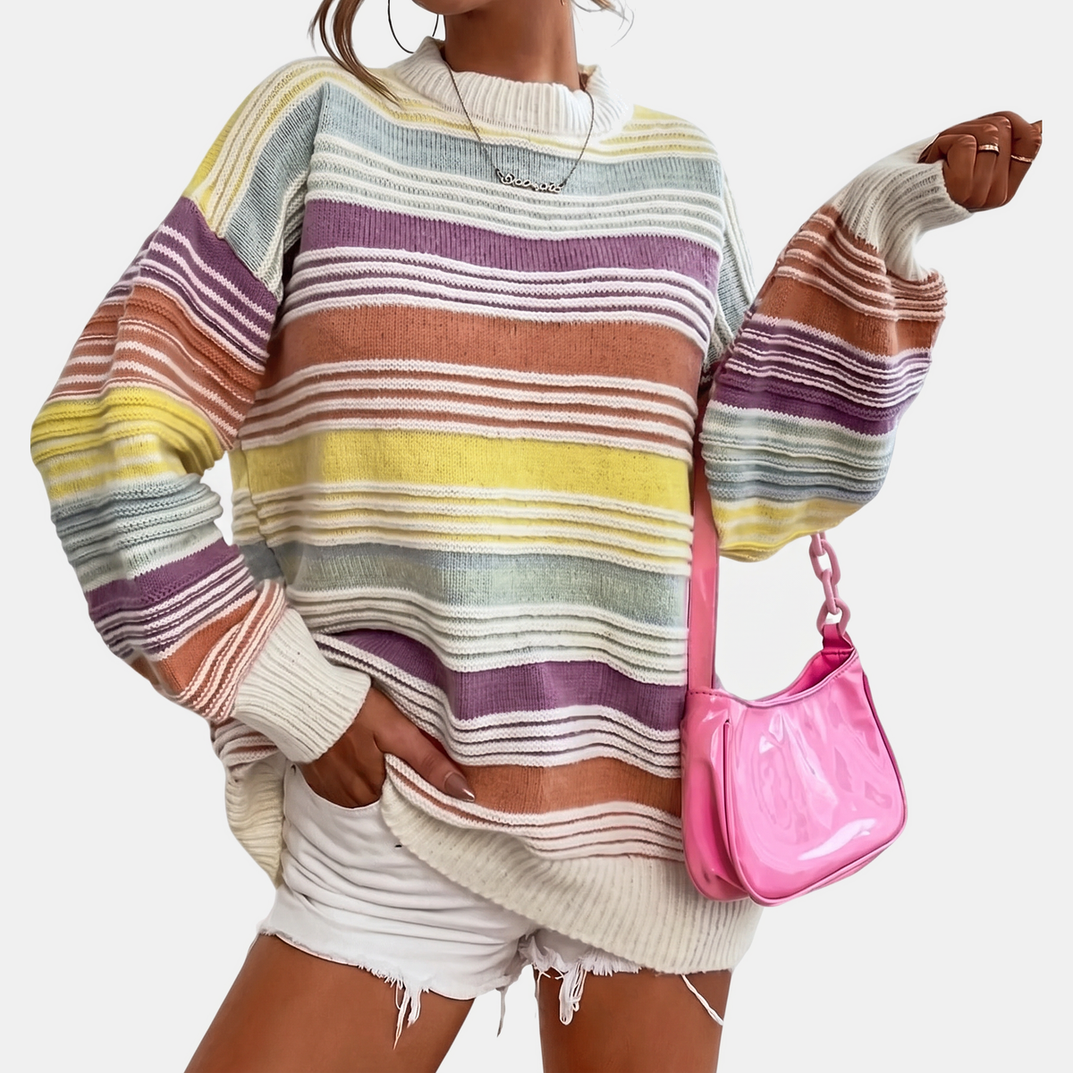 ELDA - JERSEY DE RAYAS CON MANGAS GLOBO