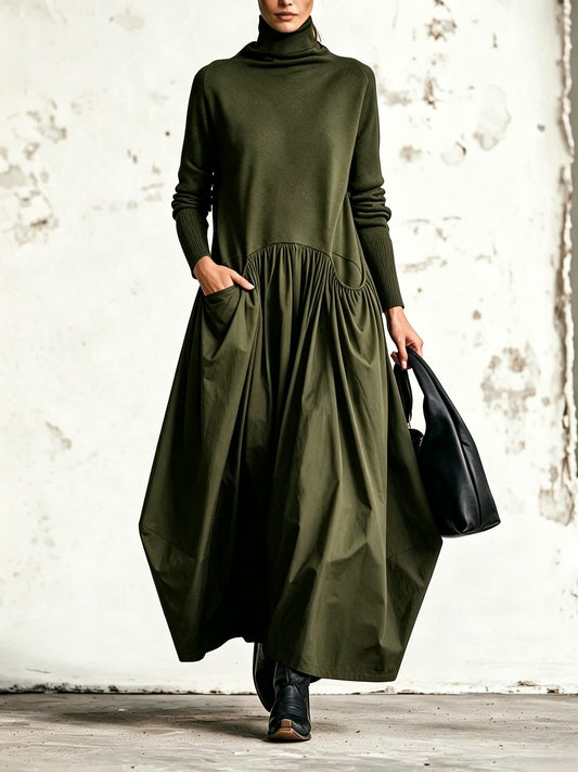 AGATHE - VESTIDO LARGO OVERSIZE CON CUELLO ALTO