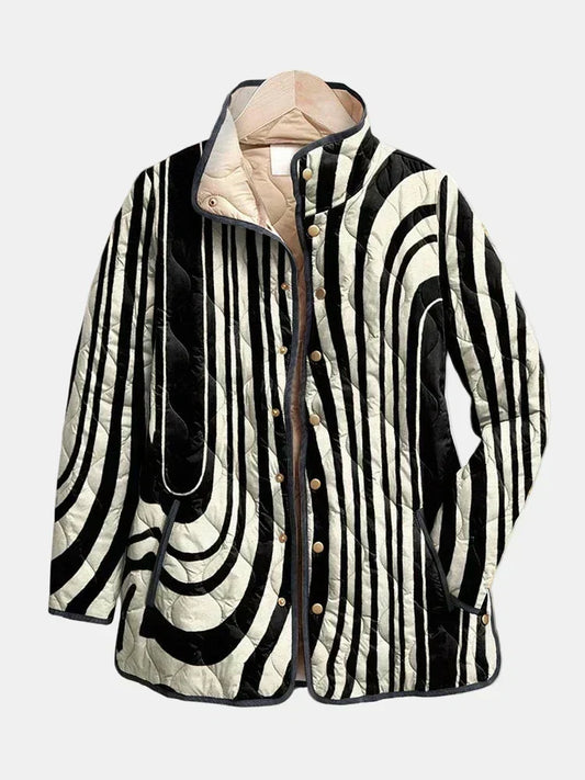 CHAQUETA ACOLCHADA DE ONDAS EN BLANCO Y NEGRO