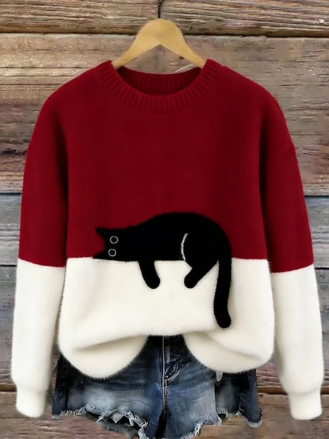 ÉMELINE - SUDADERA OVERSIZE CON ESTAMPADO DE GATOS