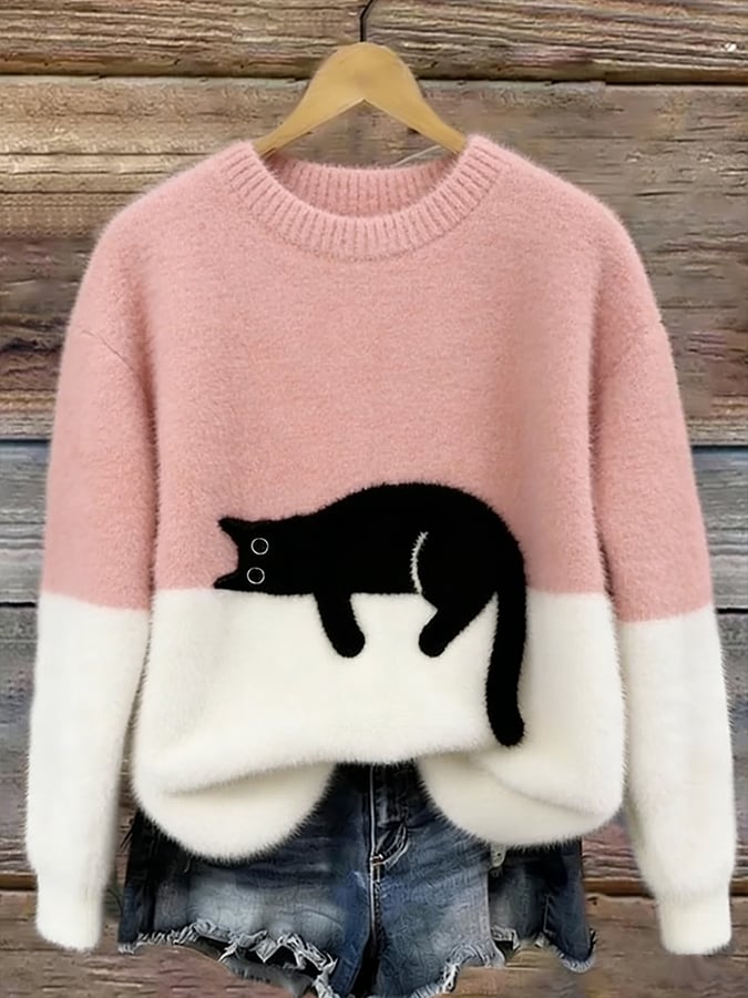 ÉMELINE - SUDADERA OVERSIZE CON ESTAMPADO DE GATOS
