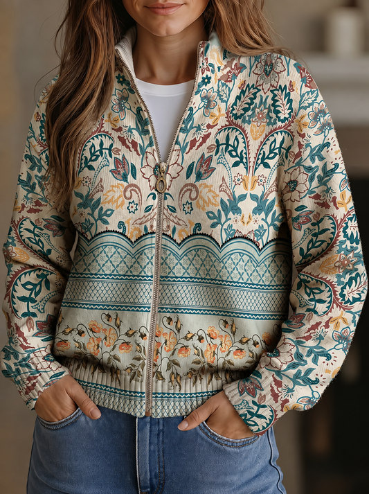 SYBILLA - CÁRDIGAN CON BORDE BOTÁNICO FLORAL VINTAGE