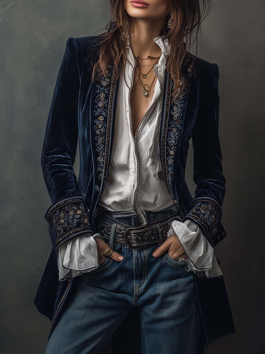 ANASTASIA - CHAQUETA LARGA BORDADA