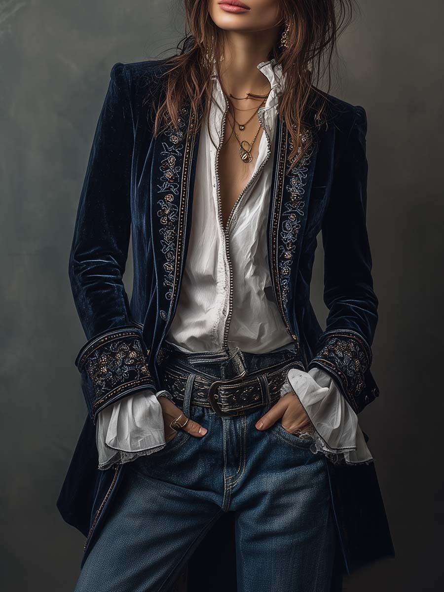 ANASTASIA - CHAQUETA LARGA BORDADA