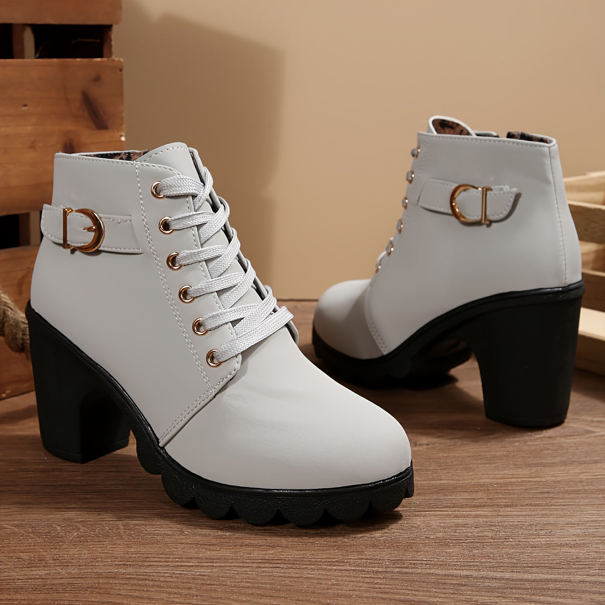 TAMSIN - BOTINES CON CORDONES EN GRIS CLARO