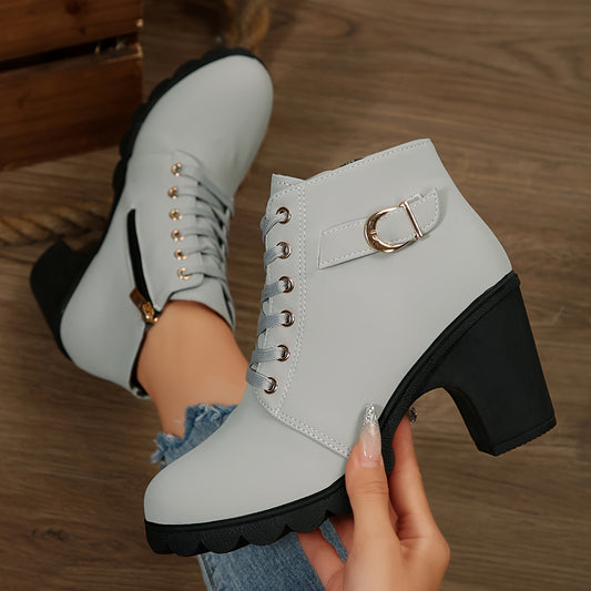 TAMSIN - BOTINES CON CORDONES EN GRIS CLARO