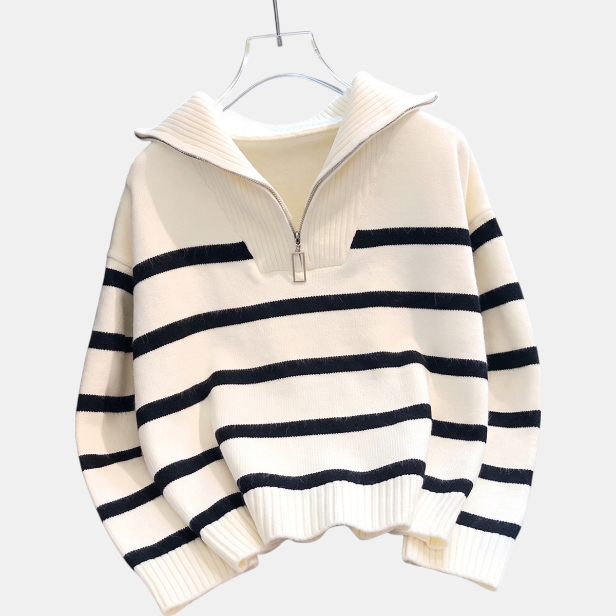 RONJA - JERSEY DE RAYAS CON MEDIA CREMALLERA