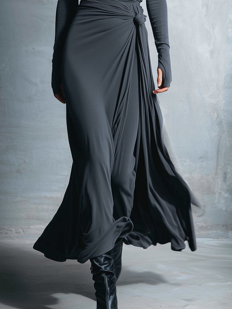 ISAURE - VESTIDO LARGO CON LAZO LATERAL