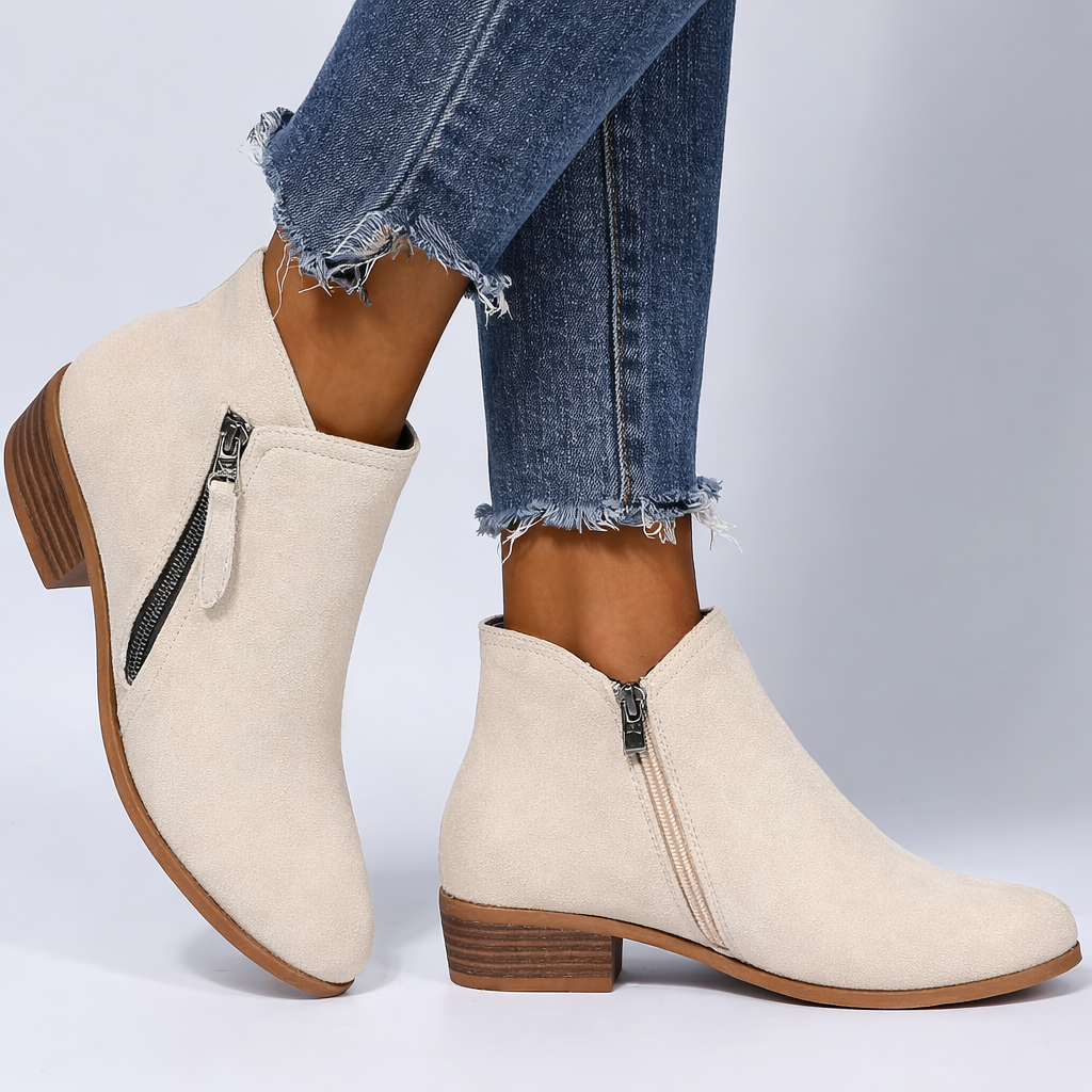 MONA - BOTINES DE TACÓN BAJO CON CREMALLERA
