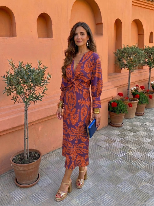 VESTIDO MIDI CON ESTAMPADO