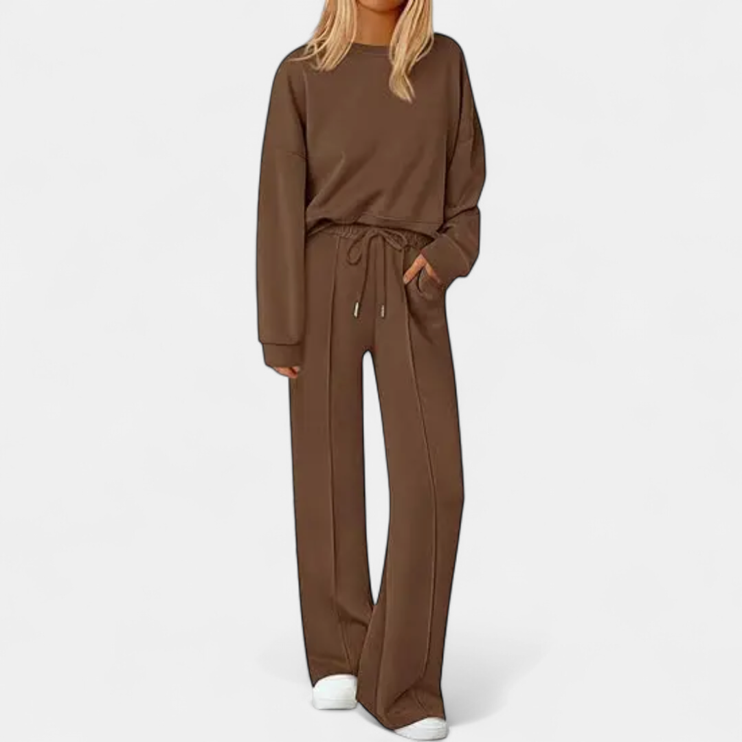 REMY - CONJUNTO DE PUNTO CON PANTALÓN DE PIERNA ANCHA