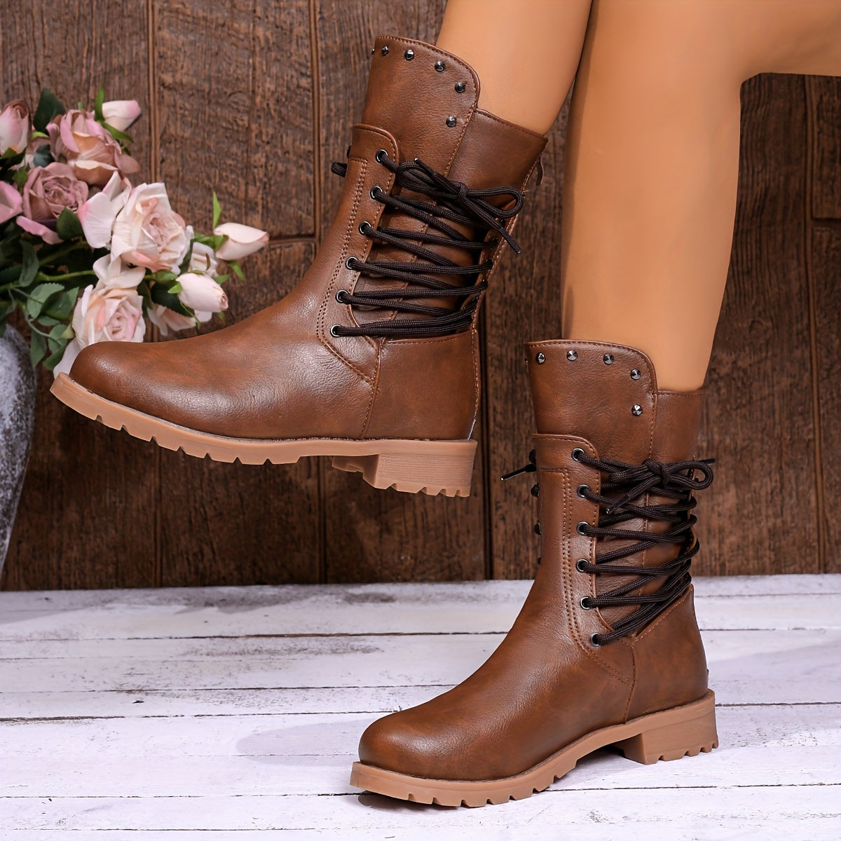 DARLA - BOTINES DE ESTILO MILITAR CON CORDONES