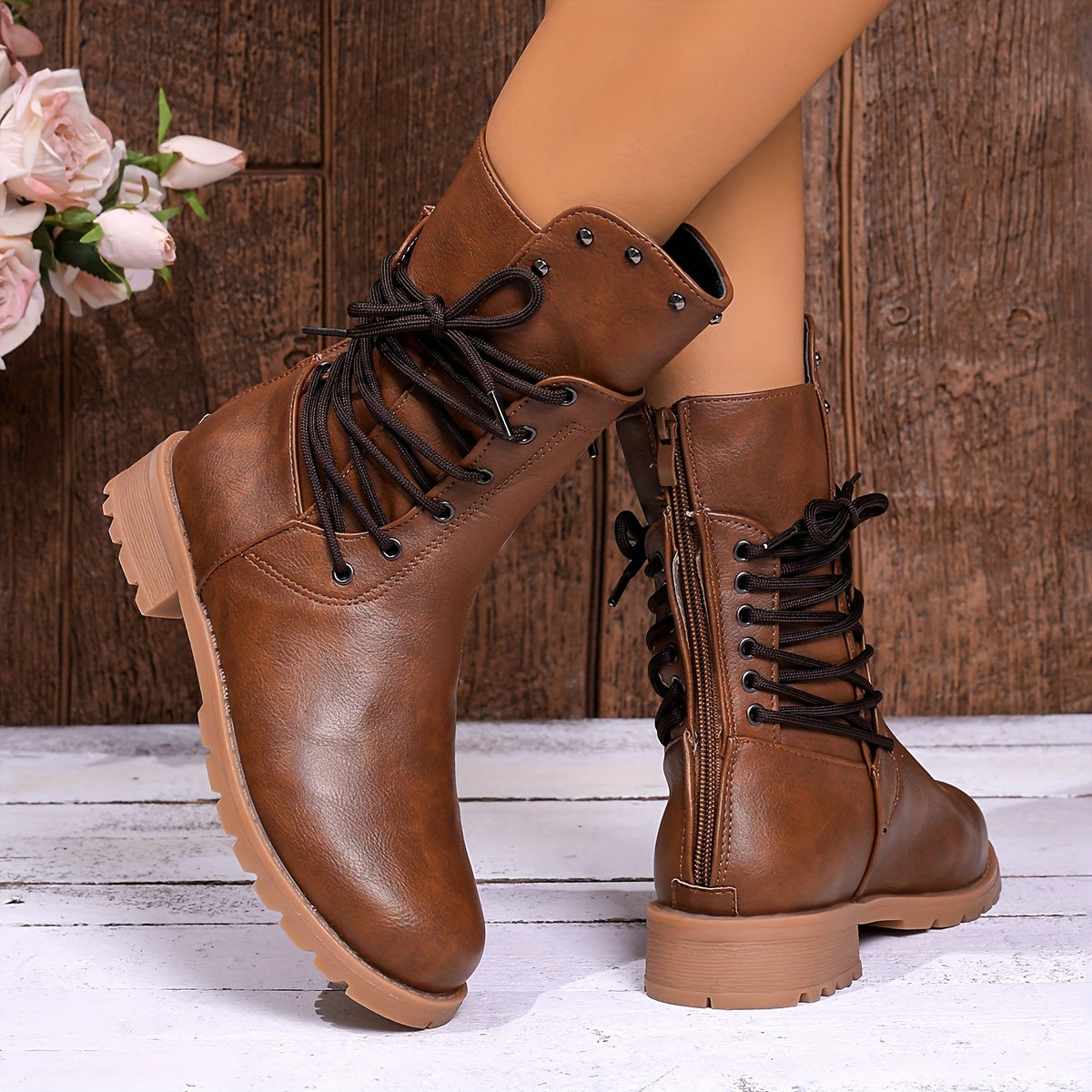DARLA - BOTINES DE ESTILO MILITAR CON CORDONES