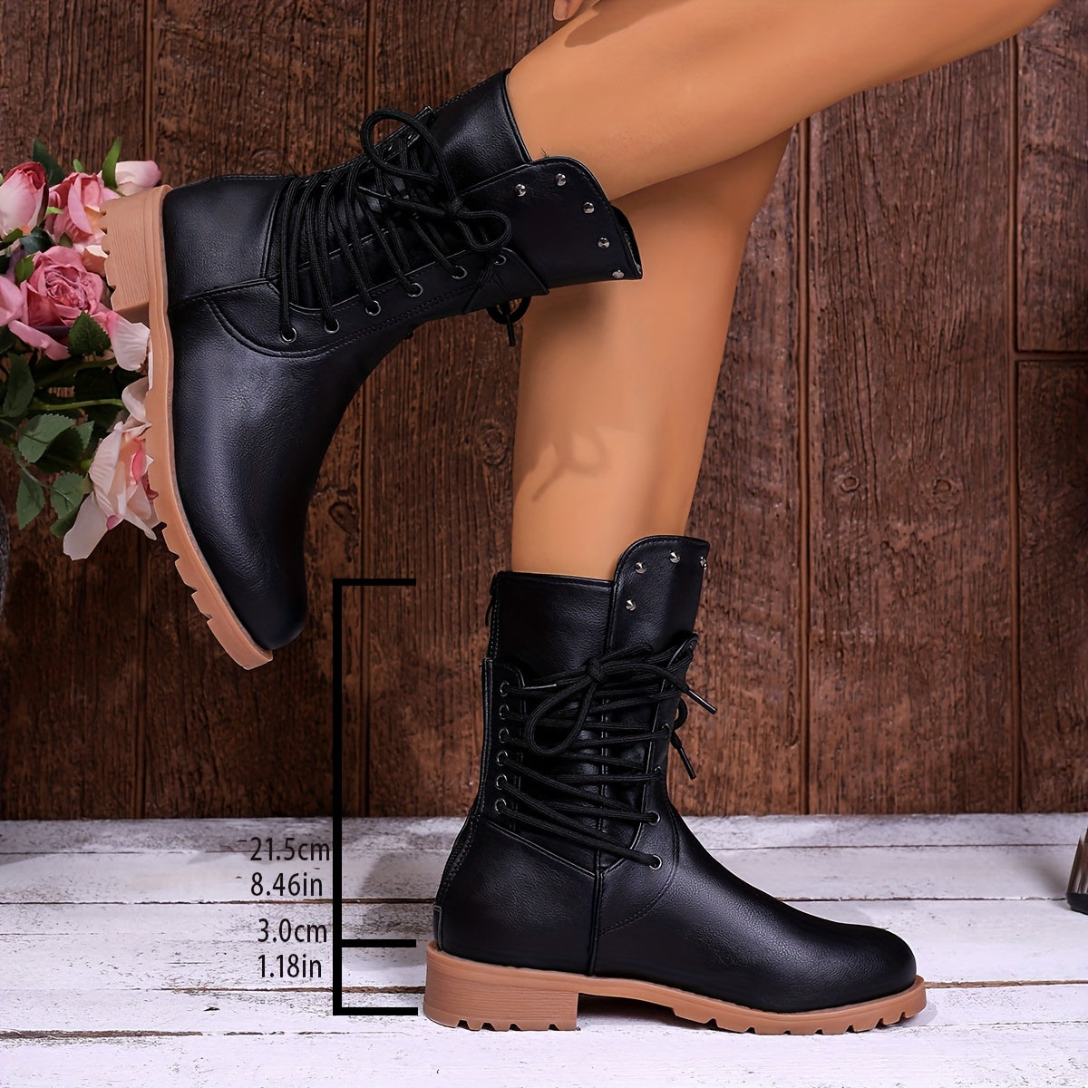 DARLA - BOTINES DE ESTILO MILITAR CON CORDONES