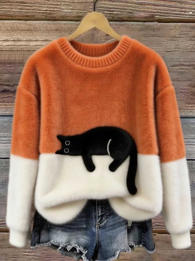 ÉMELINE - SUDADERA OVERSIZE CON ESTAMPADO DE GATOS