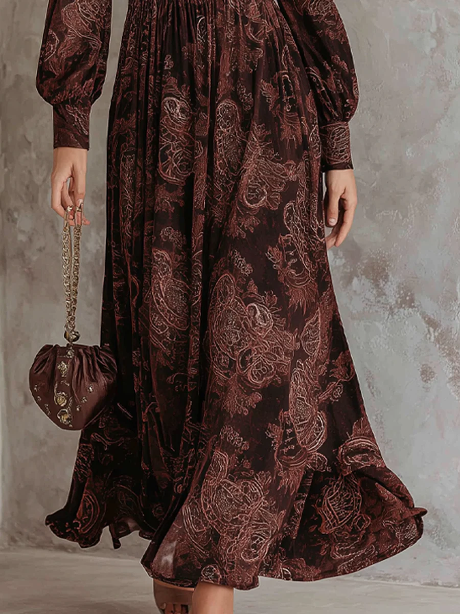 ORIANE - VESTIDO LARGO CON ESTAMPADO PAISLEY Y CREMALLERA