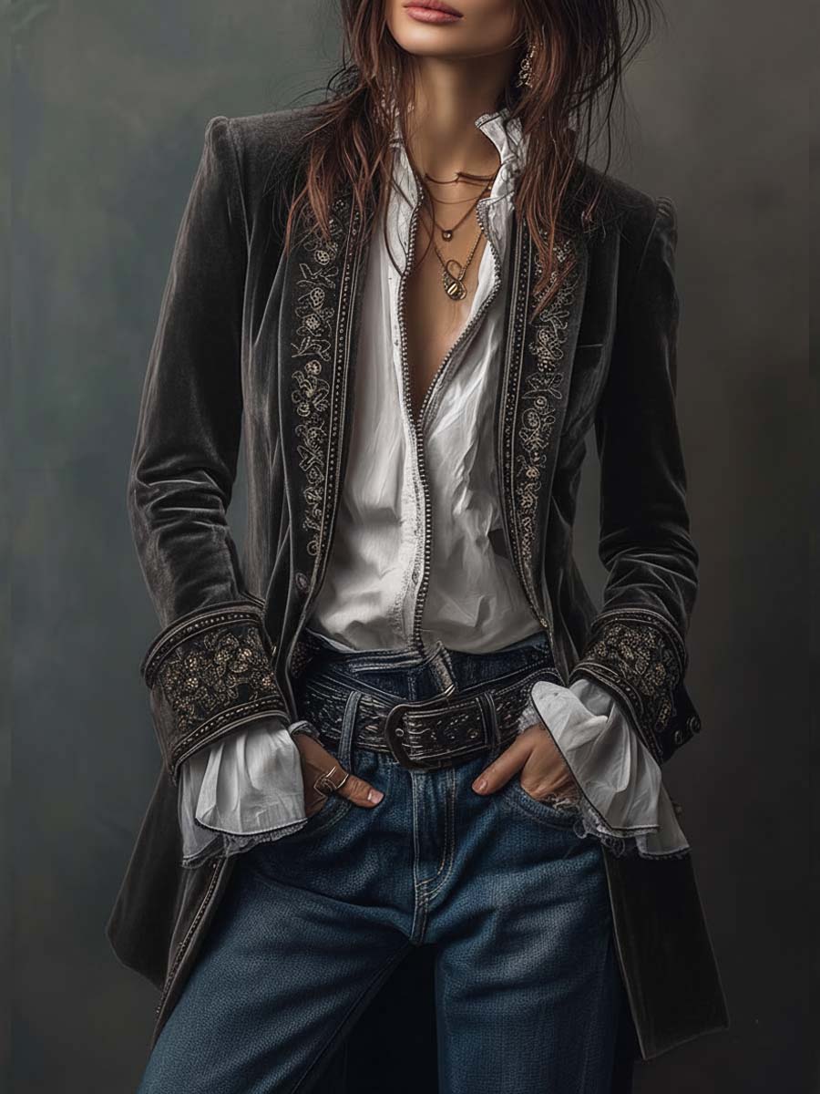 ANASTASIA - CHAQUETA LARGA BORDADA