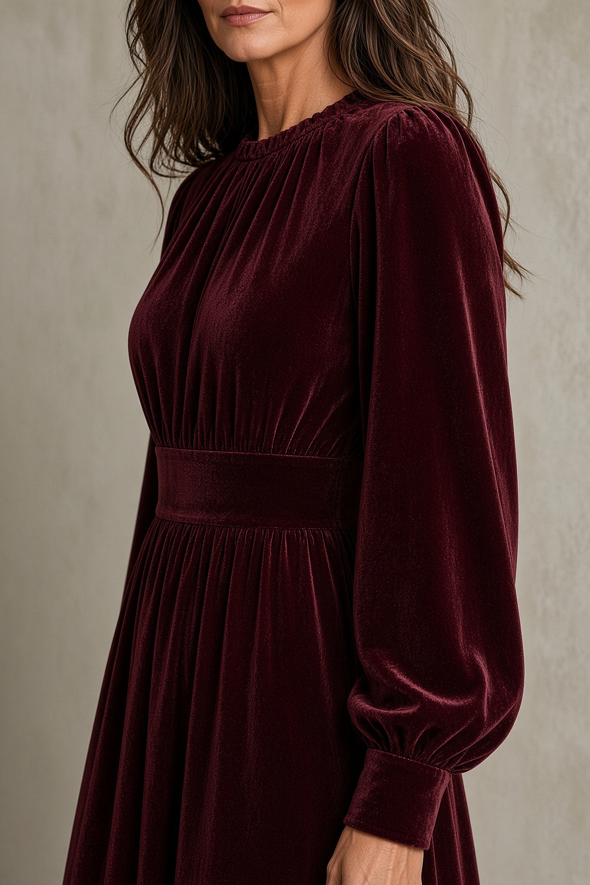 ELEONORA - VESTIDO LARGO DE TERCIOPELO FRUNCIDO