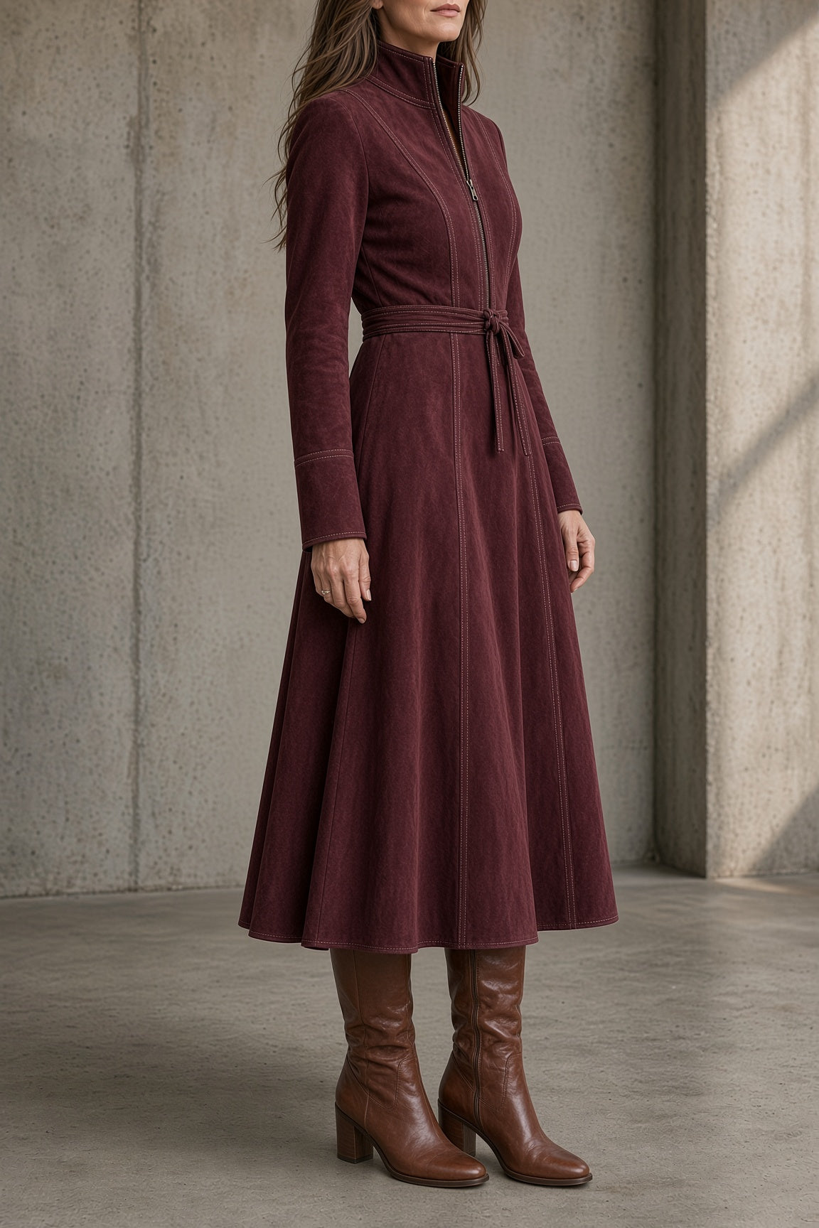 TARA - VESTIDO MIDI VINTAGE CON CINTURÓN