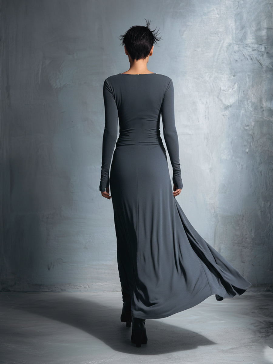 ISAURE - VESTIDO LARGO CON LAZO LATERAL