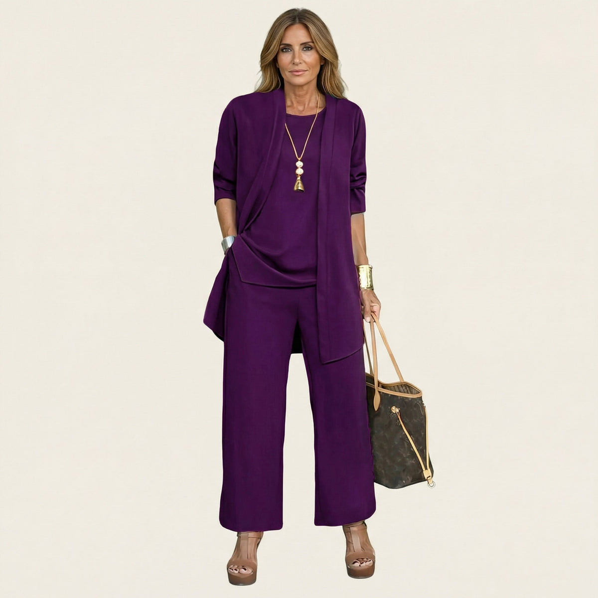 VERENA - CONJUNTO DE TRES PIEZAS CON PANTALÓN ANCHO