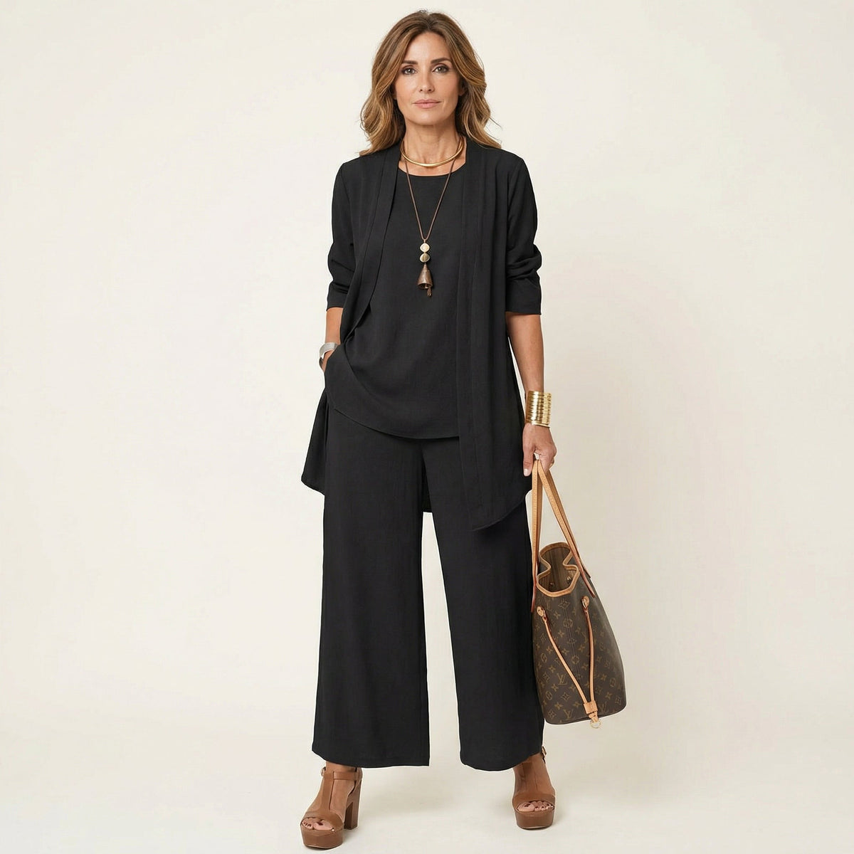 VERENA - CONJUNTO DE TRES PIEZAS CON PANTALÓN ANCHO