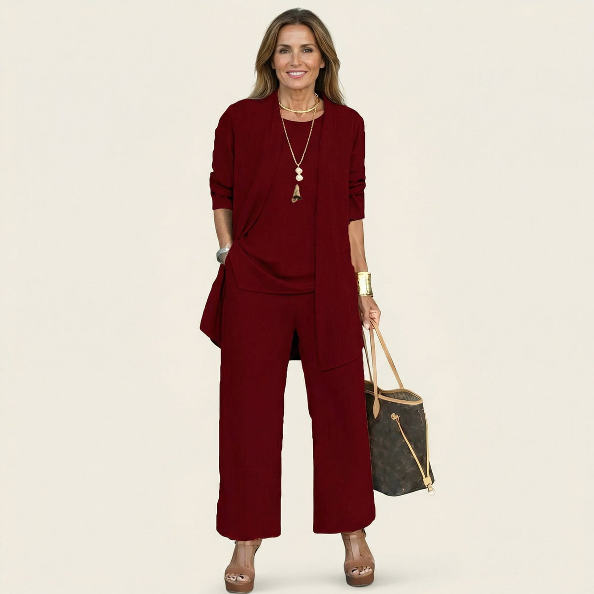 VERENA - CONJUNTO DE TRES PIEZAS CON PANTALÓN ANCHO
