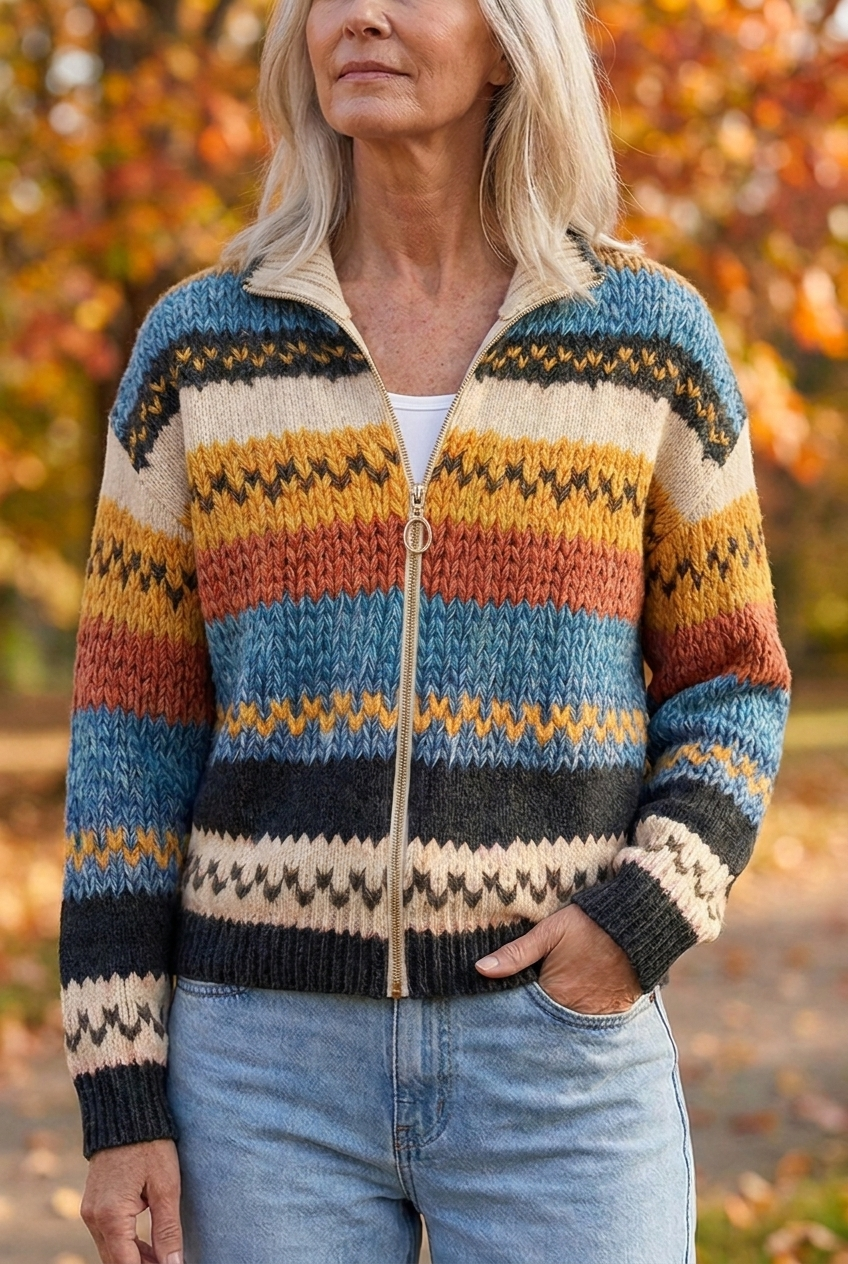 YSEULT - CÁRDIGAN MULTICOLOR DE RAYAS EN ZIGZAG